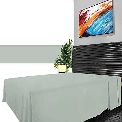 GC GAVENO CAVAILIA Non Iron Plain Dyed Percale Flat, Soft Polycotton Sheets, 180 Thread Count Easy Care Bedding, Duck Egg, King