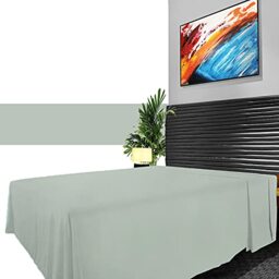 GC GAVENO CAVAILIA Non Iron Plain Dyed Percale Flat, Soft Polycotton Sheets, 180 Thread Count Easy Care Bedding, Duck Egg, King
