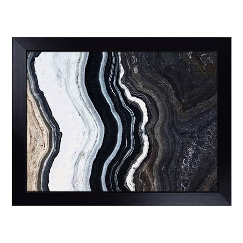 Lap Tray with Bean Bag Cushion, Black Marble - Handmade in the UK, Raised Wooden Edge, Padded Cushion, Heat-Resistant Wipe-Clean Surface, for Meals, Laptops and Crafts