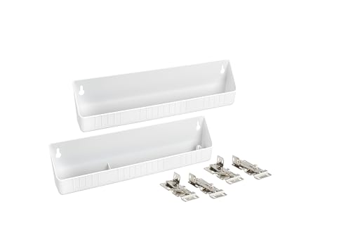 "Rev-A-Shelf 14"" Tip-Out Plastic Sink Trays for Kitchen and Bathroom Base Cabinet, Pull Out Vanity Shelf Home Organizer, White, 6572-14-11-52"