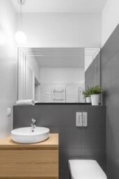 MirrorOutlet Small Black and Silver Contemporary Bevelled Venetian Mirror