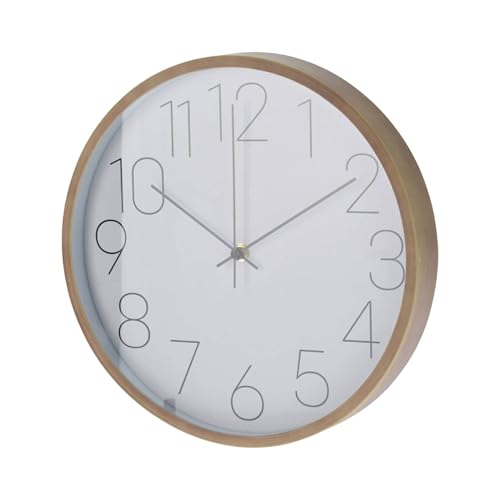 Well Home Modern Wall Clock with Wood Look Edge - White Dial and Fine Hands Ø30.5 cm
