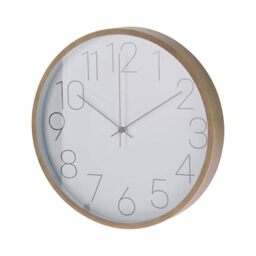 Well Home Modern Wall Clock with Wood Look Edge - White Dial and Fine Hands Ø30.5 cm