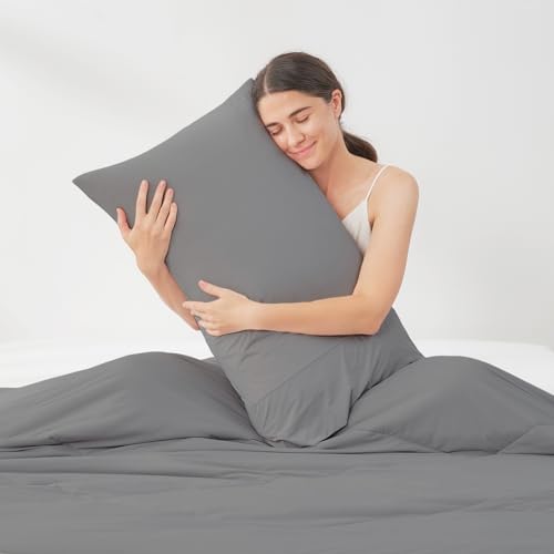 Cozy Bliss Cooling Pillow Cases for Hot Sleepers, Q-Max>0.4, Standard Size Set of 2, Soft & Silky Pillow Covers with Envelope Closure,Gift, Dark Grey, 20x26 Inches