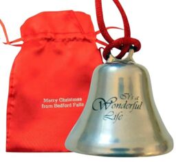 It's A Wonderful Life Christmas Ornament Bell on Ribbon Gift Boxed Movie Souvenir Steel Metal Keepsake Decoration Made in The USA