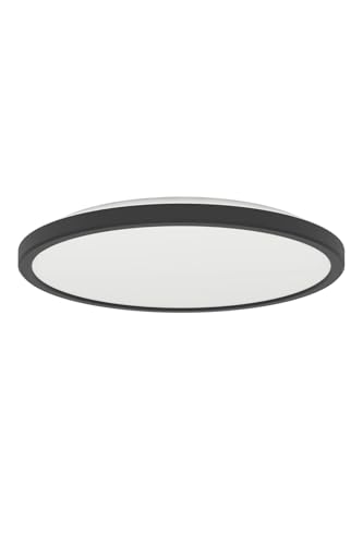Eglo Connect.z Smart Home LED Bathroom Ceiling Light Rovito-Z, ZigBee, app and Alexa Voice Control, Warm White-Cold White, RGB, dimmable Ceiling lamp, Black, IP44, Ø 30 cm