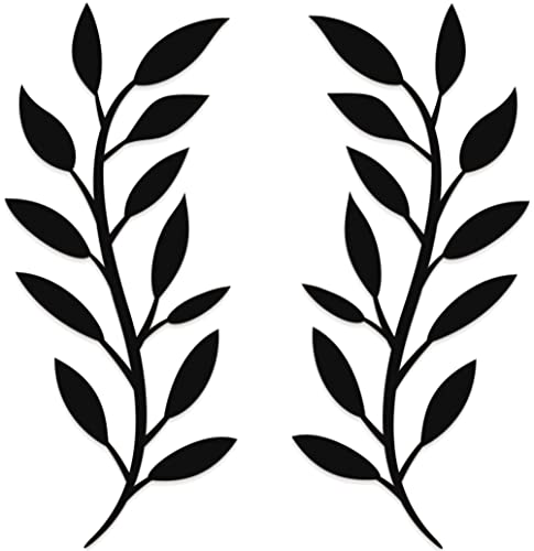 "Vivegate Scroll Olive Branch Leaf Metal Wall Decor - 16""X16"" 2 Black Wrought Iron Scroll Vine Art Metal Wall Farmhouse Signs For Hanging Above Door Wall Decor"