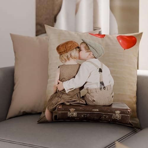 PETTI Artigiani Italiani - Pair of Pillow Cases 80 x 80 cm in Microfibre, Pillows for Bedroom Furniture, Sofa, Living Room, Set of 2 Cushion Covers, Kiss Pillowcase, 100% Made in Italy