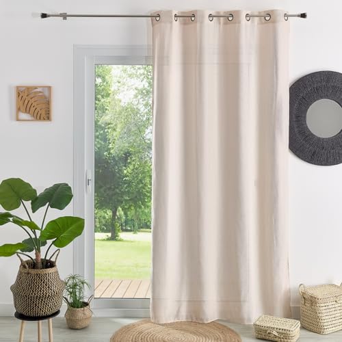 HomeMaison.com Jute Curtain - 140 x 260 cm - Rustic Drapes for Living Room
