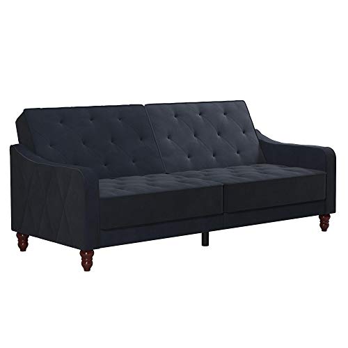 Novogratz Vintage Tufted Sofabed Blue Velvet, 86x208x86cm (DxWxH)