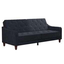 Novogratz Vintage Tufted Sofabed Blue Velvet, 86x208x86cm (DxWxH)