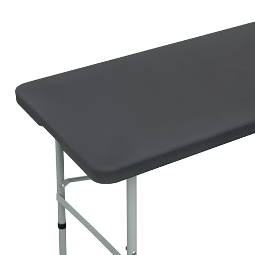 NEWISHER Fitted Rectangle Tablecloth 30 x 72 Inch Elastic for 6ft Table - Grey Stretch Spandex Table Cover, Washable Polyester Top Cap Cover, Tablecloth for Dining Picnic Camping Indoor and Outdoor