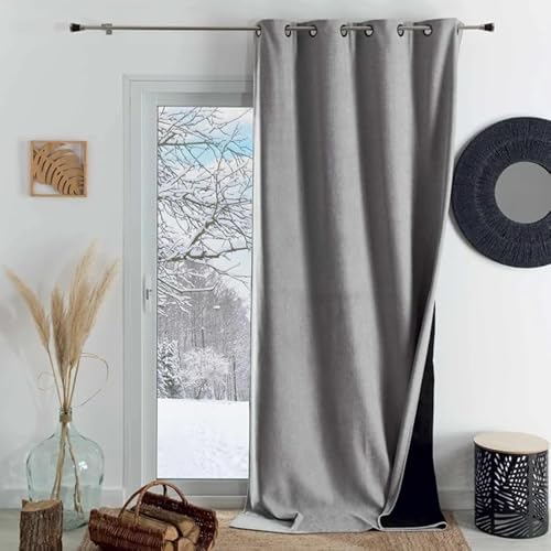 Home Maison Phonic and Semi-Blackout Thermal Curtain 140 x 300 cm Pearl Grey with 8 Gun Eyelets Ready to Hang