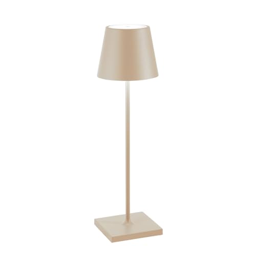 Zafferano, Poldina Pro Lamp, Rechargeable Cordless Table Lamp with Touch Controls, Suitable for Interior and Outdoor, Dimmer, 2200-3000 K, Height 38 cm, Sand Colour