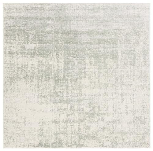 Safavieh Contemporary Rug for Living Room, Dining Room, Bedroom - Adirondack Collection, Short Pile, in Beige and Sage, 180 x 180 cm