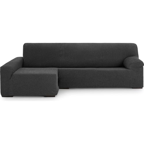 ECOMMERC3 Chaiselong - Universal and Versatile Long Arm Sofa Cover - Chaiselong Anthracite Protector Easy to Install for Back, Seat and Arms