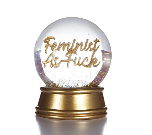 Boxer Gifts Feminist As F**k Novelty Glitter Snow Globe Ornament - Fun Christmas & Birthday Gift For Her, Gold