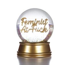 Boxer Gifts Feminist As F**k Novelty Glitter Snow Globe Ornament - Fun Christmas & Birthday Gift For Her, Gold