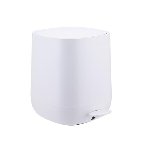 Relaxdays Bathroom Bin 5L Soft-Close, Removable Inner, Pedal, Matte Finish, 25x21.5x21.5cm, White