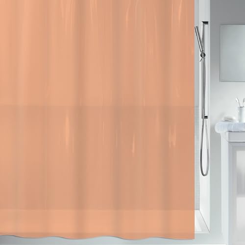 Spirella - Organic Peva Shower Curtain - Waterproof Mould Resistant - 180 x 200 x 0.2 cm - Peach - Modern Bathroom Design with Reinforced Eyelets