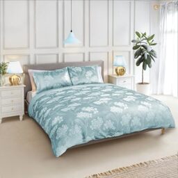 Emma Barclay Blossom - Embellished Jacquard Duvet Set in Duck Egg - Super King