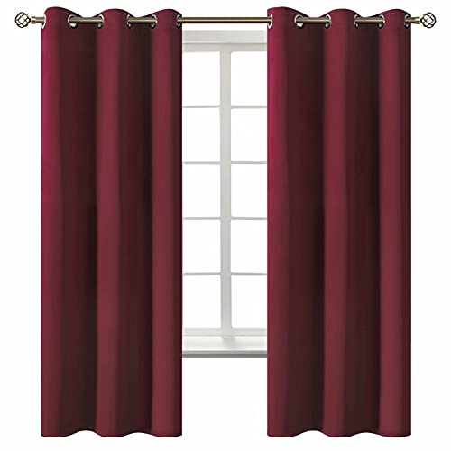 BGment Red Blackout Curtains for Bedroom - Grommet Thermal Insulated Room Darkening Curtains for Living Room, Set of 2 Curtain Panels (42 x 63 Inch, Burgundy)