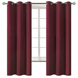 BGment Red Blackout Curtains for Bedroom - Grommet Thermal Insulated Room Darkening Curtains for Living Room, Set of 2 Curtain Panels (42 x 63 Inch, Burgundy)