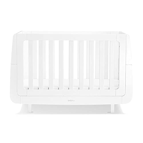 SnuzKot Mode Convertible Nursery Cot Bed - Baby Cot Bed with 3 Mattress Heights - Converts into Junior Toddler Bed with SnuzKot Extension Kit - White