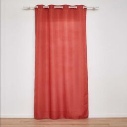 Douceur d'Intérieur, Zeline Terracotta Eyelet Curtain 140 x 280 cm Plain Polyester with Metallic Thread