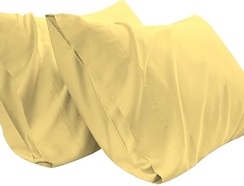 TBM Oversize Pillow Case Extra Large Fits Even The Fluffiest Pillows Including Huge Gaint Pillows Extra Tall Pillowcase 100% Egyptian Cotton 600 Thread Count (Pastel Yellow, King 23W X 43L)