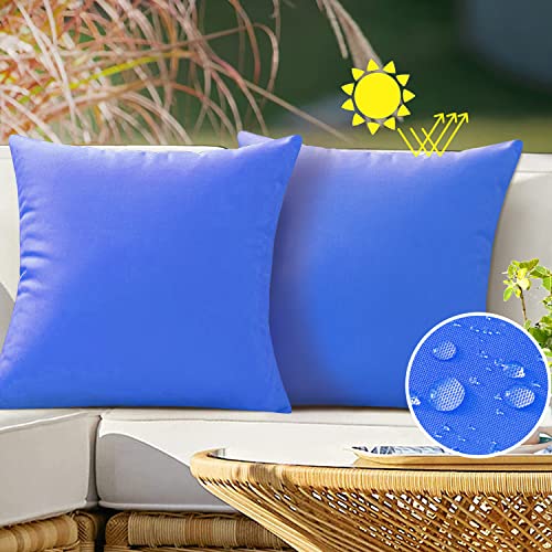 VAKADO Outdoor Waterproof Throw Pillow Covers 20X20 Set of 2 Decorative Blue Patio Furniture Cushion Cases Outside Decor for Couch Garden Bench Porch,Turquoise