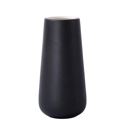 D'vine Dev 8 Inch Black Ceramic Vase, Minimalist Design for Home Decor, Fireplace, Bedroom, Kitchen, Living Room, Centers, Office Desk