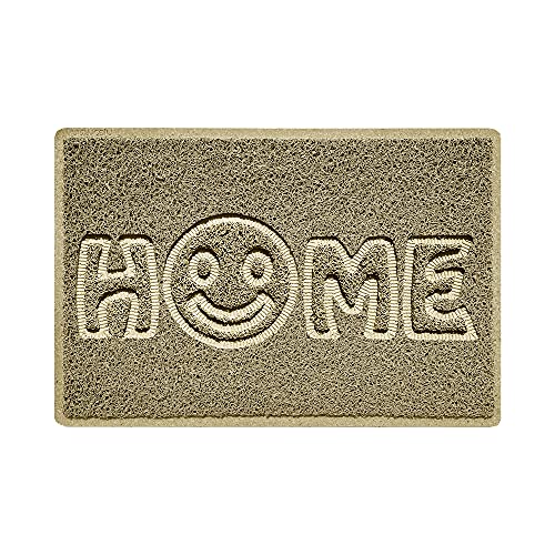 Nicoman SMILEY FACE Embossed Shape Door Mat Dirt-Trapper Jet-Washable Doormat-(Use Indoor or Sheltered Outdoor)- (60x40cm/23.6x15.7inches, Small) Beige