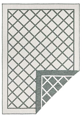 NORTHRUGS Indoor and Outdoor Rug Sydney 120 x 170 cm Reversible Rug Weatherproof Modern Geometric Pattern Runner for Balcony Patio Garden Conservatory Living Room Waterproof in Green Cream