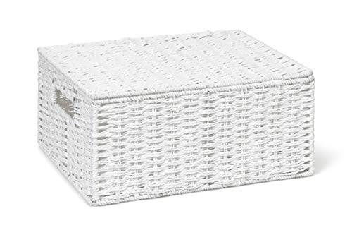 ARPAN Paper Rope Storage Basket Box With Lid - White (Large)