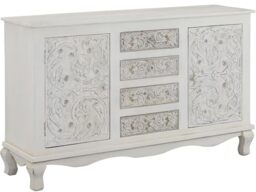 Rajat Sideboard with 2 doors and 4 drawers in White Grey, 40x140x85cm (DxWxH)