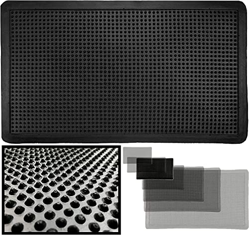 LUCA HOME – Entrance Mat 40 x 70 cm – Rubber Spikes – Outdoor Doormat Rain – Rubber Rug with Non-Slip Spikes – Easy Cleaning – Black Doormat