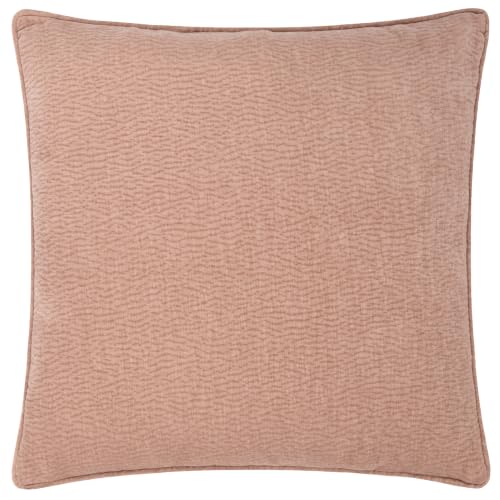 Yard Heath Washed Polyester Filled Cushion (Cotta - 50x50cm) - Jacquard Weave Enzyme Wash Velvet Tactile Texture Relaxed Decorative Pillow