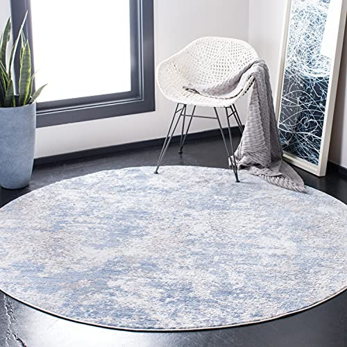 Safavieh Modern Rug for Living Room, Dining Room, Bedroom - Amelia Collection, Short Pile, in Grey and Blue, 91 X 91 cm