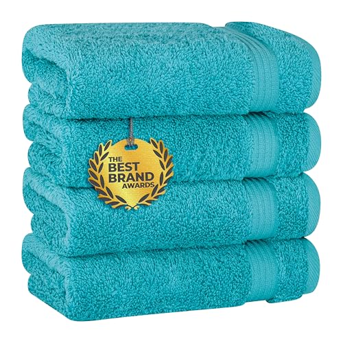Cotton Paradise Hand Towels for Bathroom, 100% Cotton Turkish 4 Piece Hand Towel Set, Soft Absorbent Face Towels Clearance Set, Aqua Blue Hand Towels