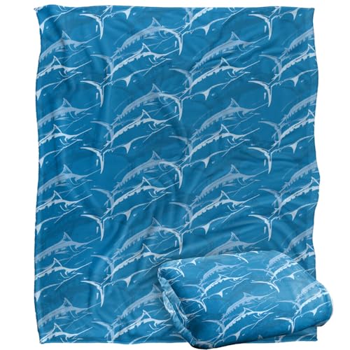 Jq Licensing - Jl-Jp Marlin Mosaic Fishing Pattern Silky Touch Super Soft Throw Blanket 152 X 127 Cm