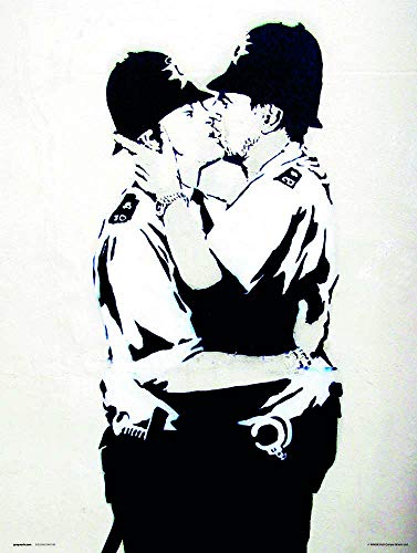 Grupo Erik P30X40CM0348 Art Print Illustration, Brandalised Bobbies Kissing, 30 x 40 cm