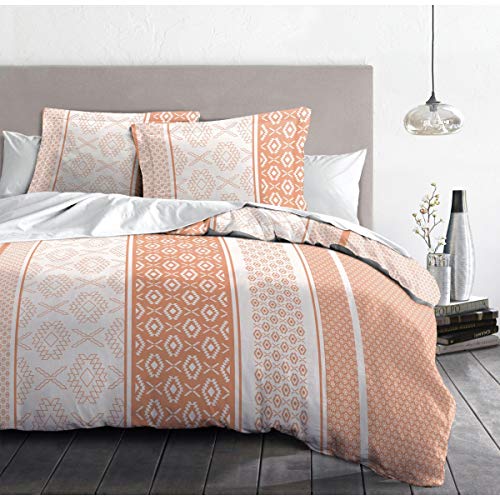Home Passion Duvet Cover 3 Piece Set ethnora Tangerine 100% Cotton, multicoloured, 220x240x0,1 cm 57 Yarns