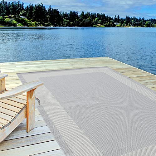 THE RUGS Outdoor Rug – Weather & UV Resistant Outdoor/Indoor Area Rugs - Durable Rugs for Patio, Deck, Garden, Kitchen, Bathroom or Living Room - Grey, 120 x 170 cm