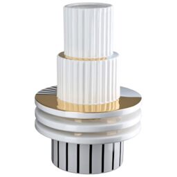 GILDE Livello Ceramic Vase - White - Glazed - Height 33 cm x Diameter 23 cm - with Pattern - Waterproof Flower Vase