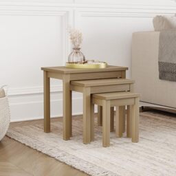 Vida Designs Oakridge Nest of Tables in Natural Oak Veneer