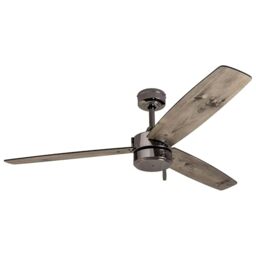 Prominence Home Journal Ceiling Fan - 52-in Dual Mount Indoor Outdoor Fan with Pull Chain - Ceiling Fan with No Light - Contemporary Room Fan - Model 51024-01 (Gun Metal)