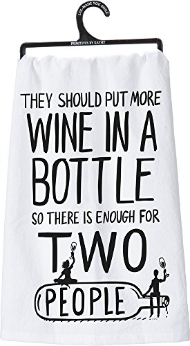 Primitives by Kathy Dish Towel, Cotton, More Wine in a Bottle, 28-Inch Square