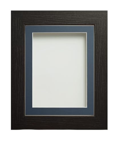 Frame Company Watson Black Picture Photo Frame fitted with Perspex, 30x20 inch with Blue Mount for image size A2