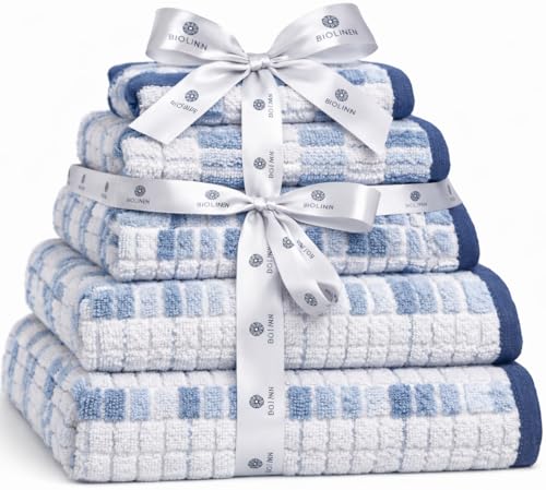 "BIOLINEN 100% Cotton Bath Towel ??? Ultra Soft & Highly Absorbent 30""x60"" Towel, Quick Dry Spa Quality for Home, Gym & Hotel ??? Grey (1 Pack) (Natural, 6 Pack)"